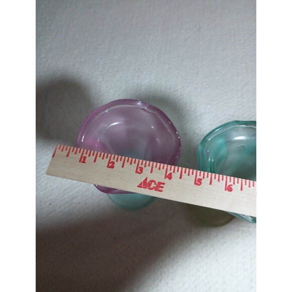 Set of 2 Frosted Sundae Glasses Green & Pink Ice Cream Dessert Cups Retro - Picture 9 of 15